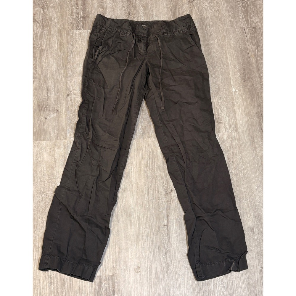 J.Crew City Fit Cotton Linen Drawstring Pants Charcoal Gray‎ Womens Sz 4